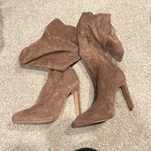 Over the knee light brown boot